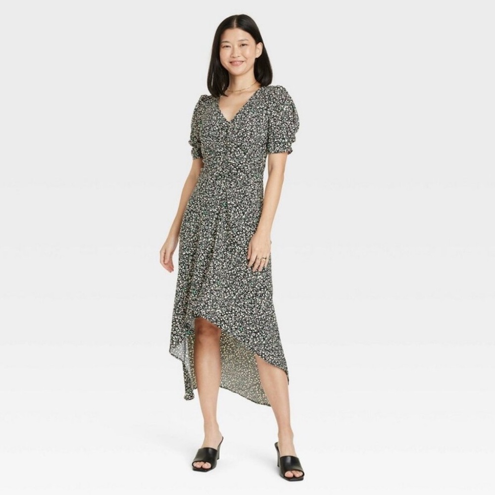 A New Day Crepe Short Sleeve Midi Dress Small NWT‎